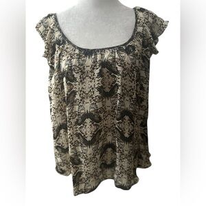 L’AGENCE 100 percent silk butterfly cap ruffle sleeve blouse XS